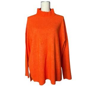 Ann Taylor Factory Women's Sweater in Orange Funnel Neck Size XL